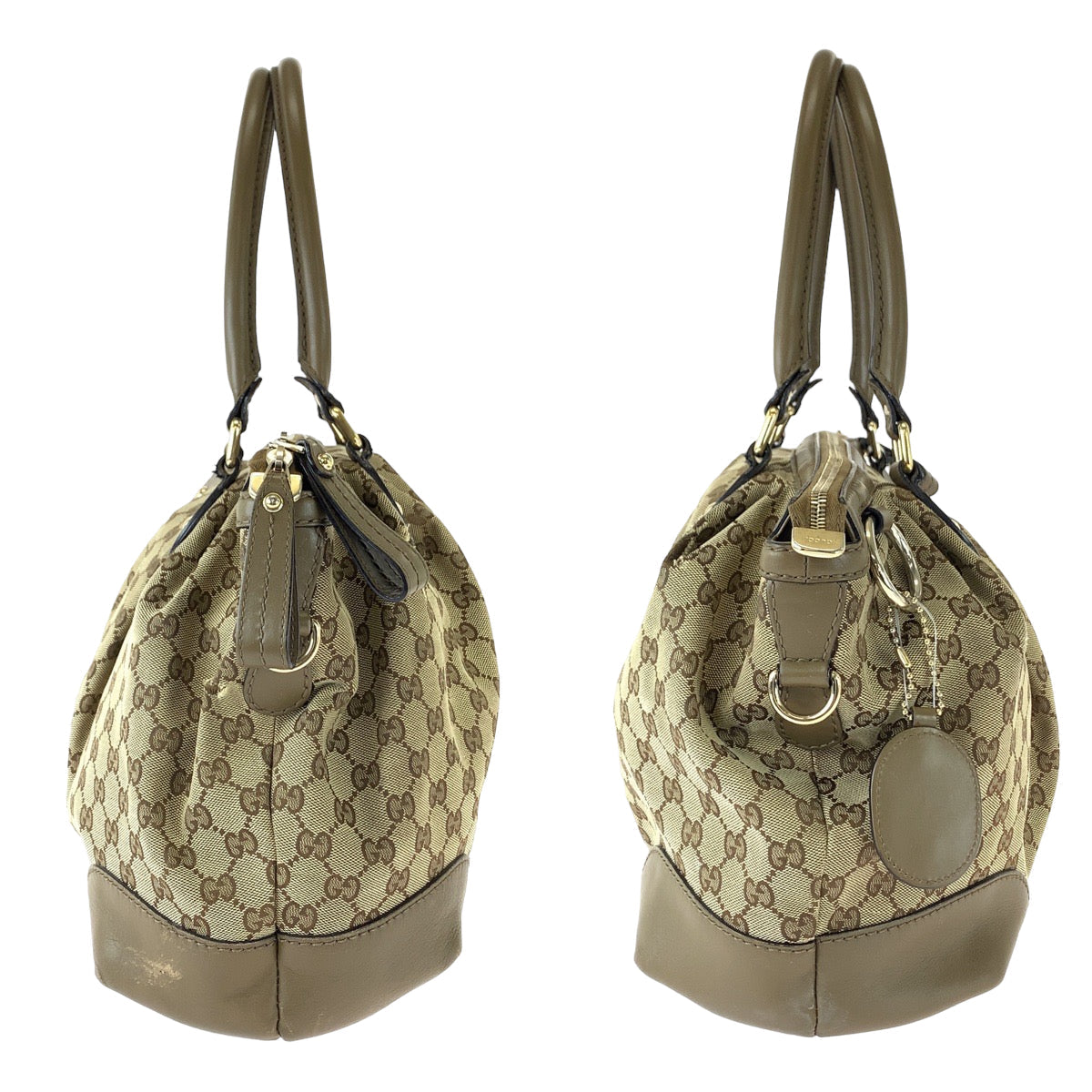 GUCCI Tote Bag 285730 GG canvas Brown Gold Metal Tote Bag Shoulder Bag Handbag Sukey Women Used