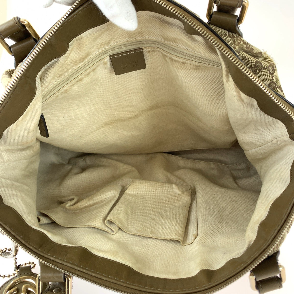 GUCCI Tote Bag 285730 GG canvas Brown Gold Metal Tote Bag Shoulder Bag Handbag Sukey Women Used