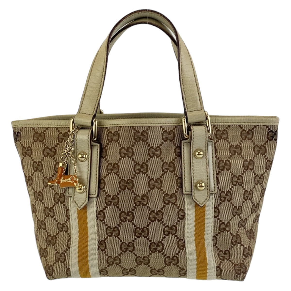 GUCCI Tote Bag 139261 GG canvas Beige Multicolor Gold Metal Tote Bag handbag Sherry Women Used