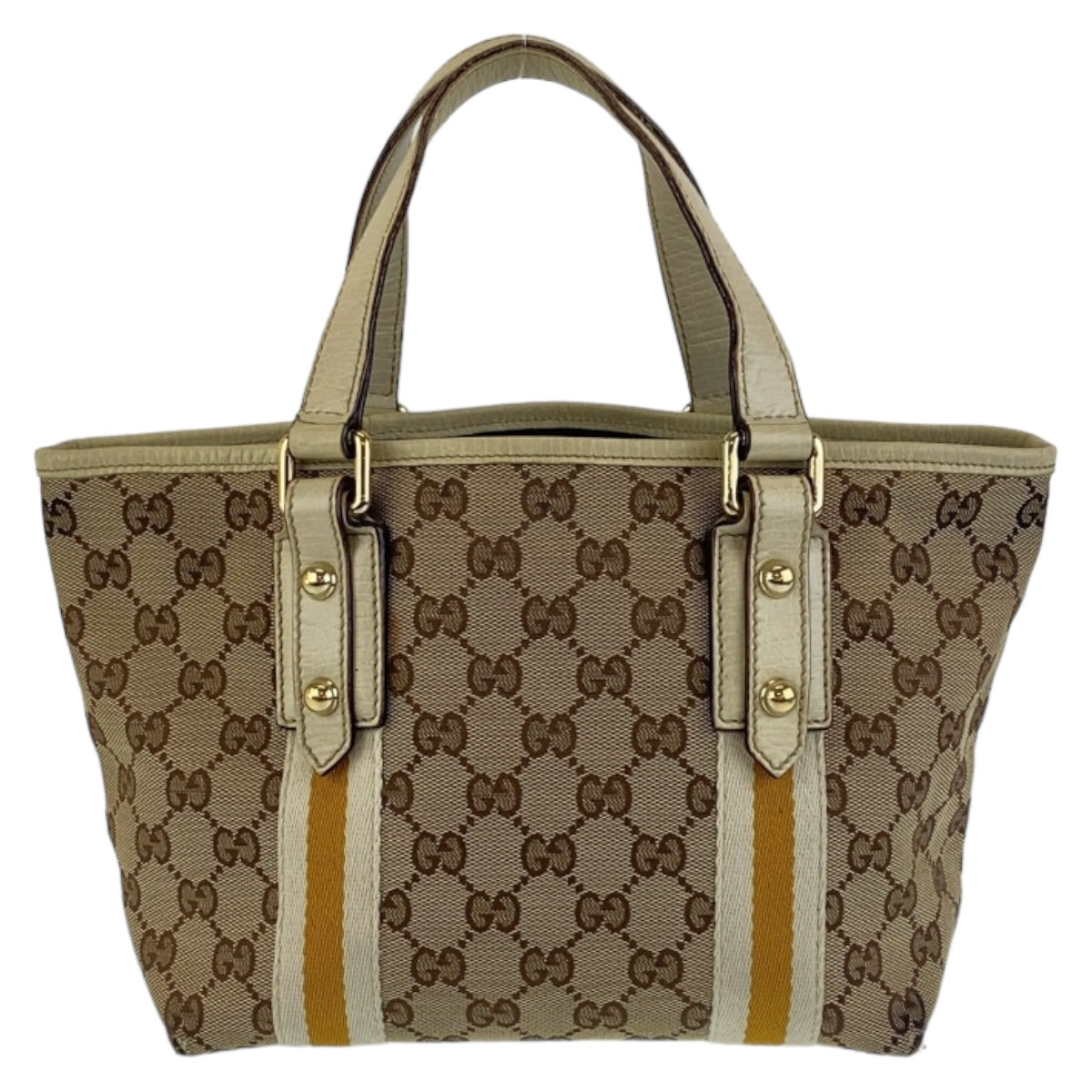 GUCCI Tote Bag 139261 GG canvas Beige Multicolor Gold Metal Tote Bag handbag Sherry Women Used
