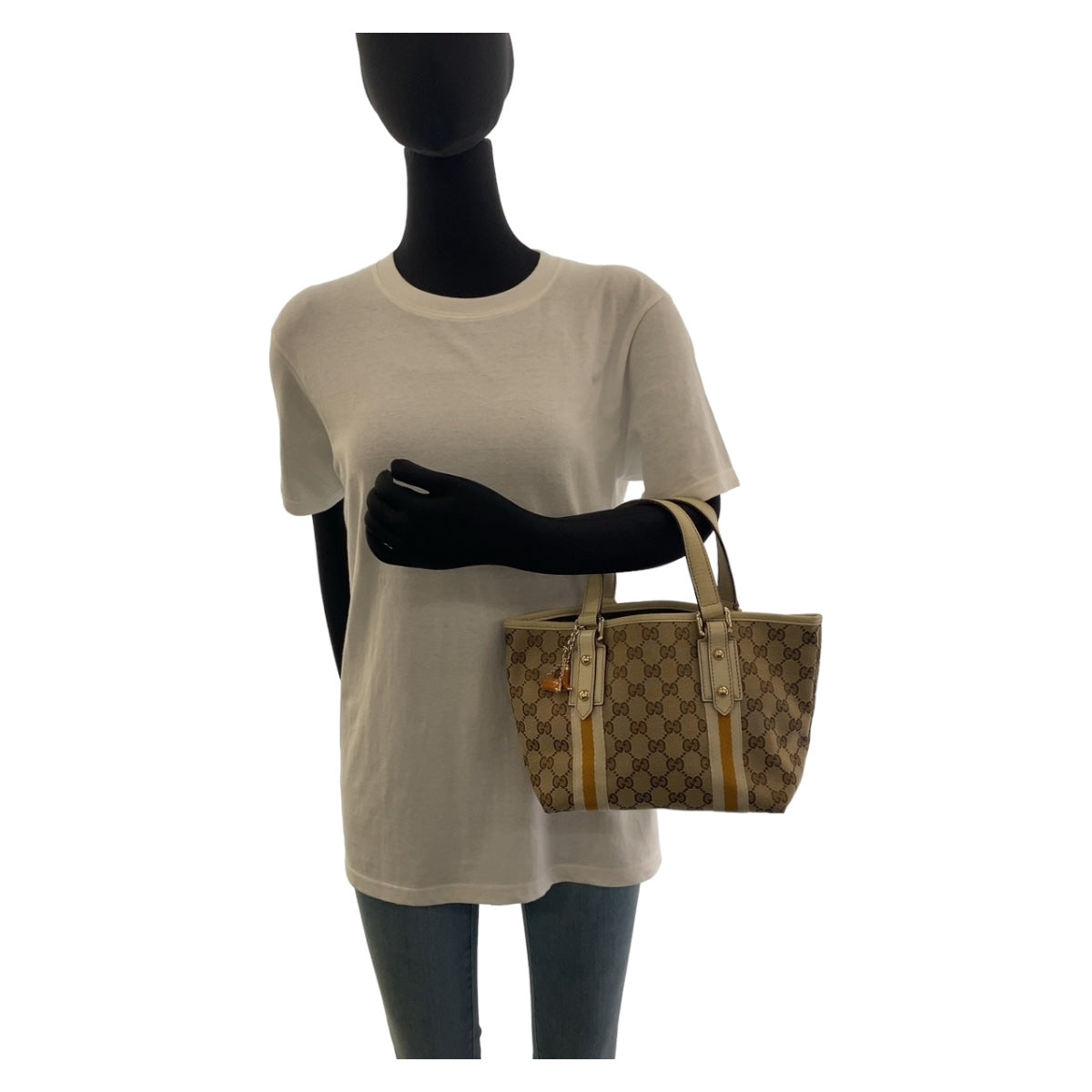 GUCCI Tote Bag 139261 GG canvas Beige Multicolor Gold Metal Tote Bag handbag Sherry Women Used