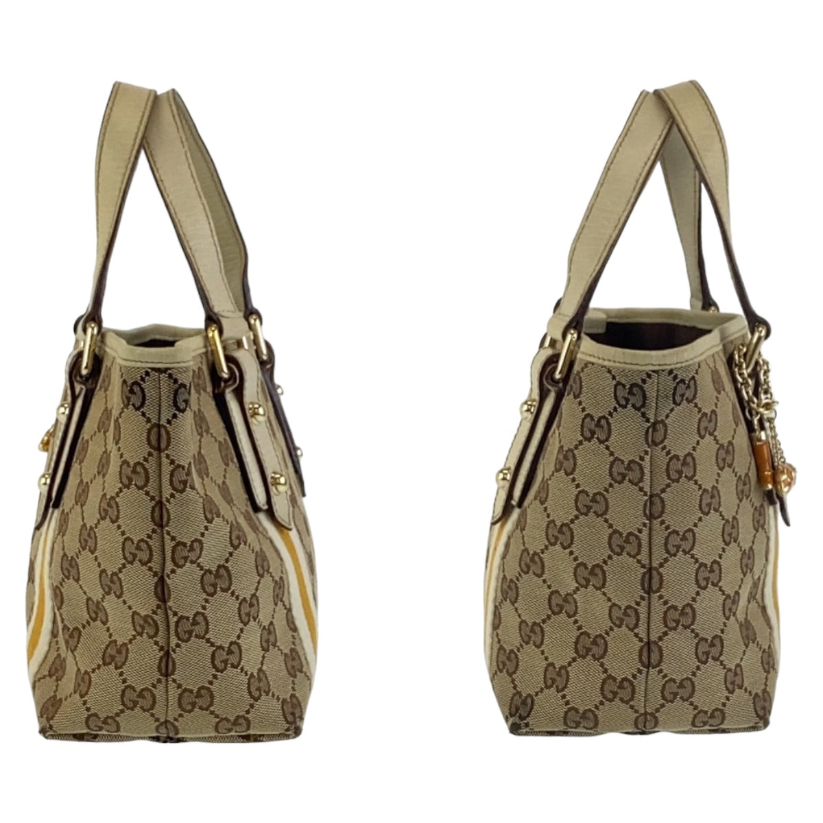 GUCCI Tote Bag 139261 GG canvas Beige Multicolor Gold Metal Tote Bag handbag Sherry Women Used