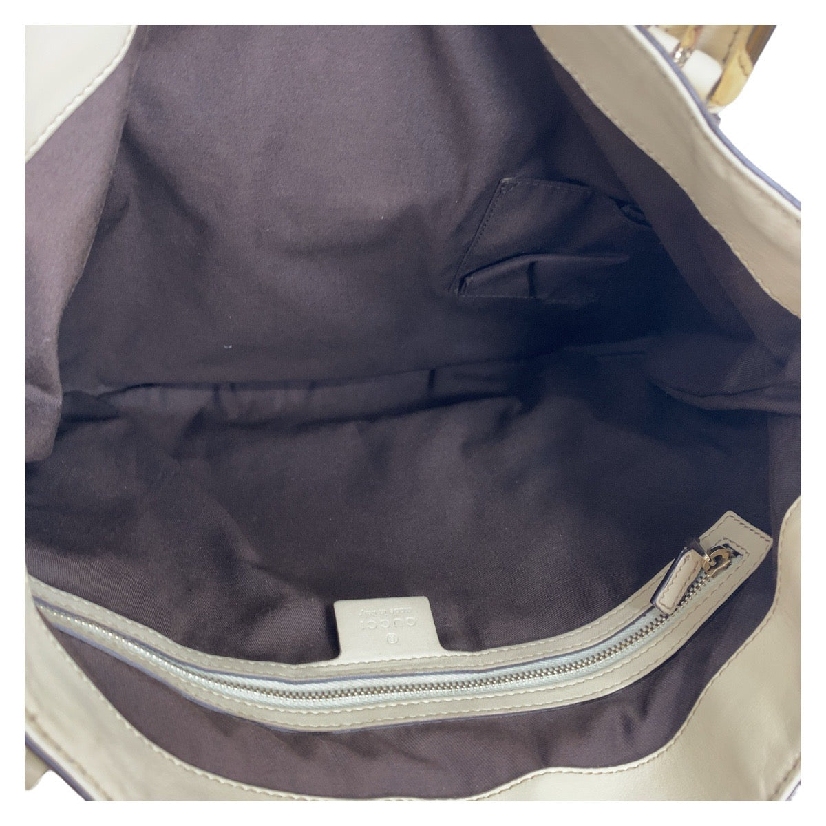 GUCCI Tote Bag 162336 leather White Beige Gold Metal Tote Bag Shoulder Bag Interlocking Newbrit Women Used