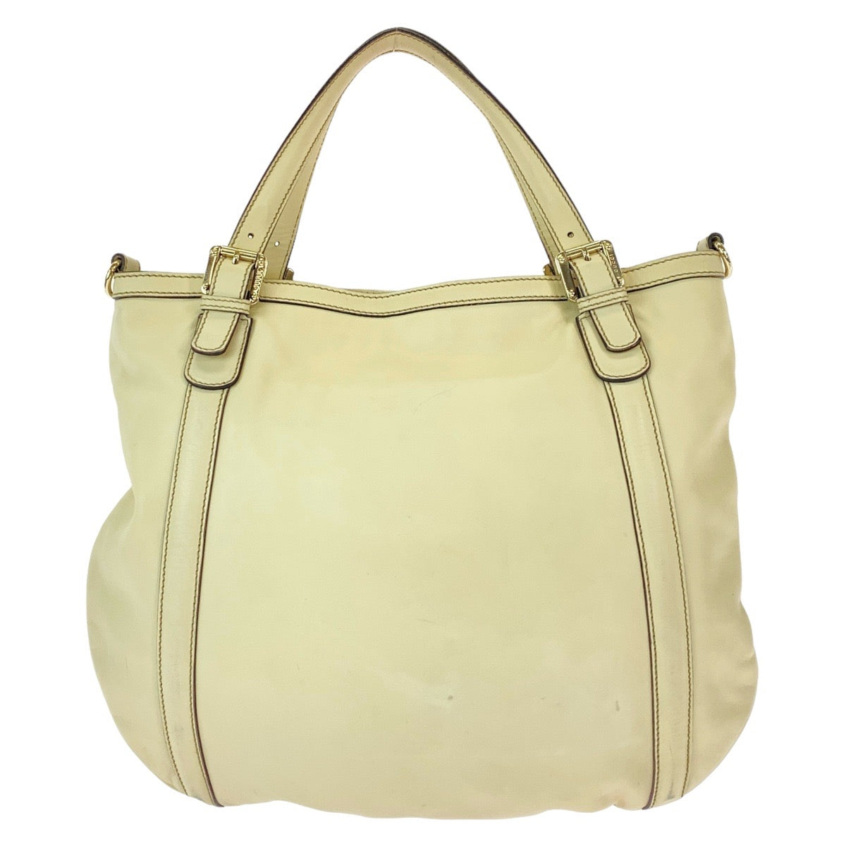 GUCCI Tote Bag 162336 leather White Beige Gold Metal Tote Bag Shoulder Bag Interlocking Newbrit Women Used