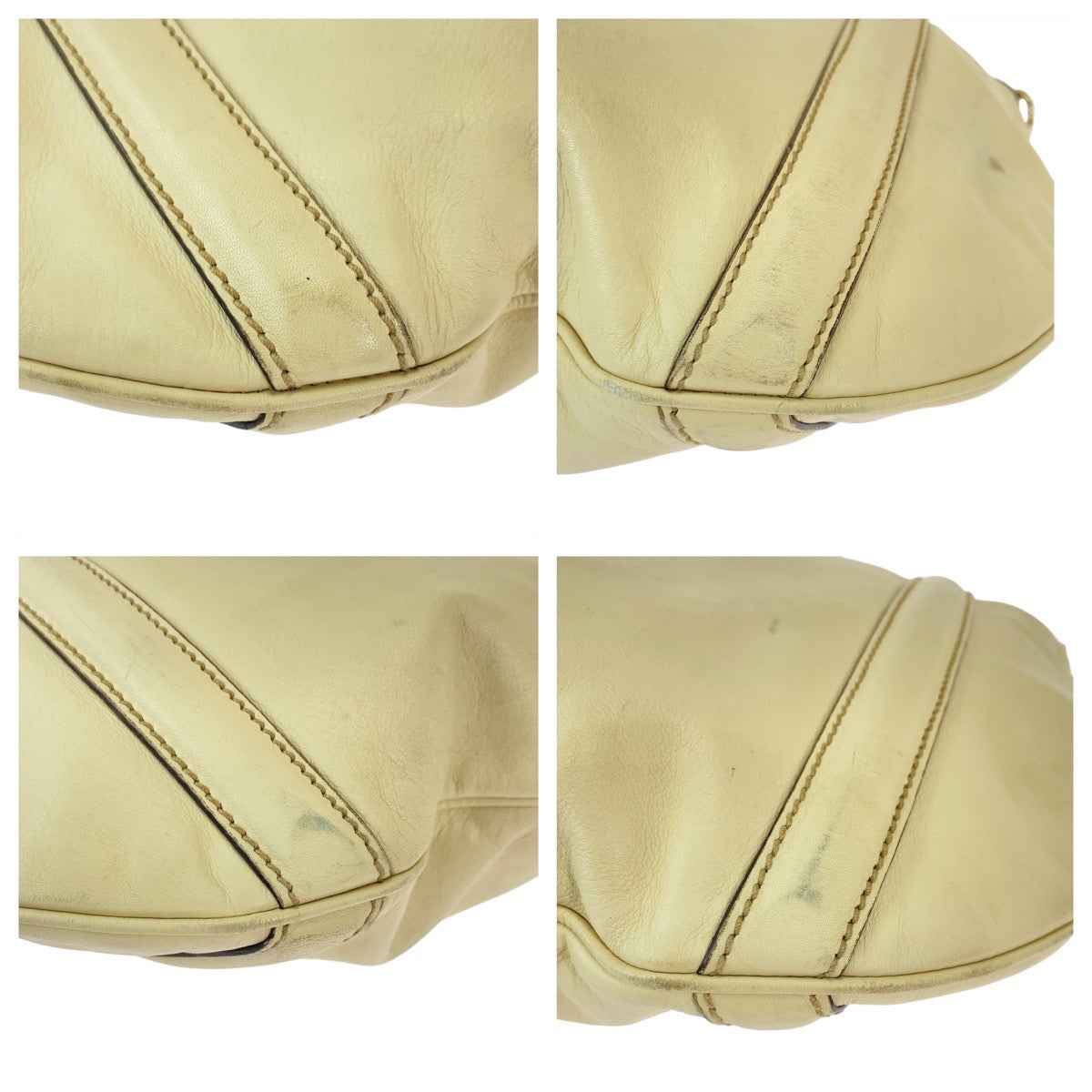 GUCCI Tote Bag 162336 leather White Beige Gold Metal Tote Bag Shoulder Bag Interlocking Newbrit Women Used