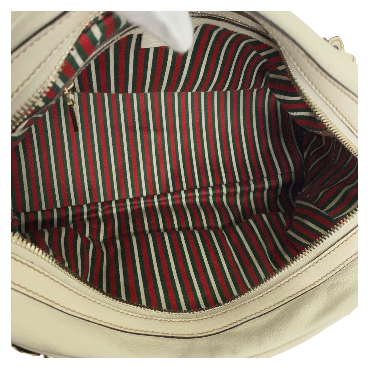 GUCCI Handbag 159398 leather White GoldMetal Handbag Shoulder Bag Bamboo Horsebit Women Used