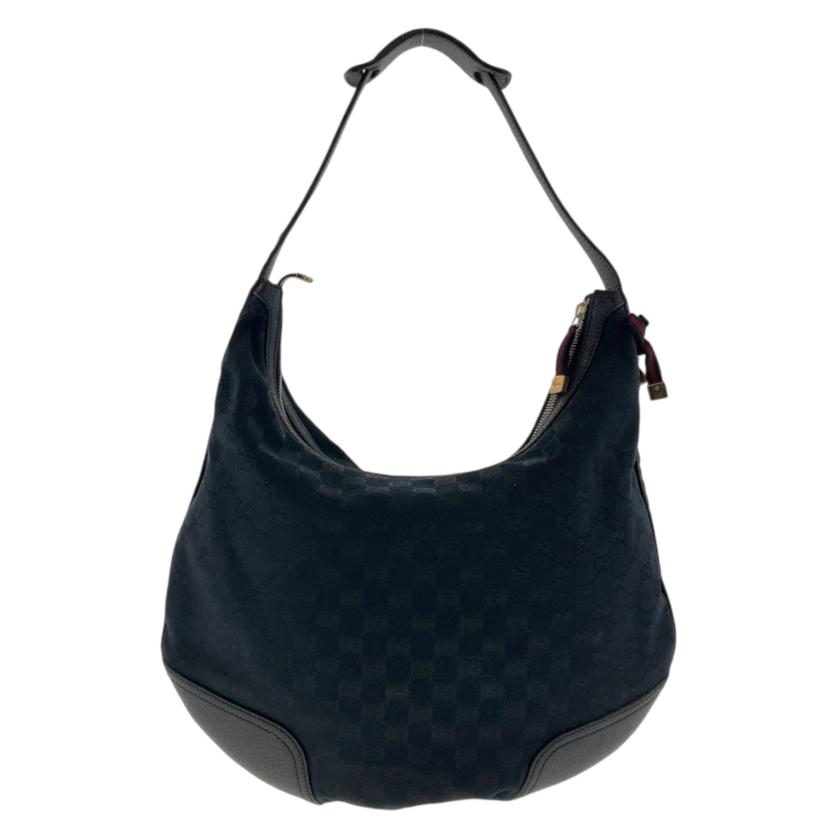 GUCCI Shoulder Bag 162882 GG canvas, leather Black Silver Metal Gold Metal Hobo Shoulder Bag Sherry Line Princess Women Used