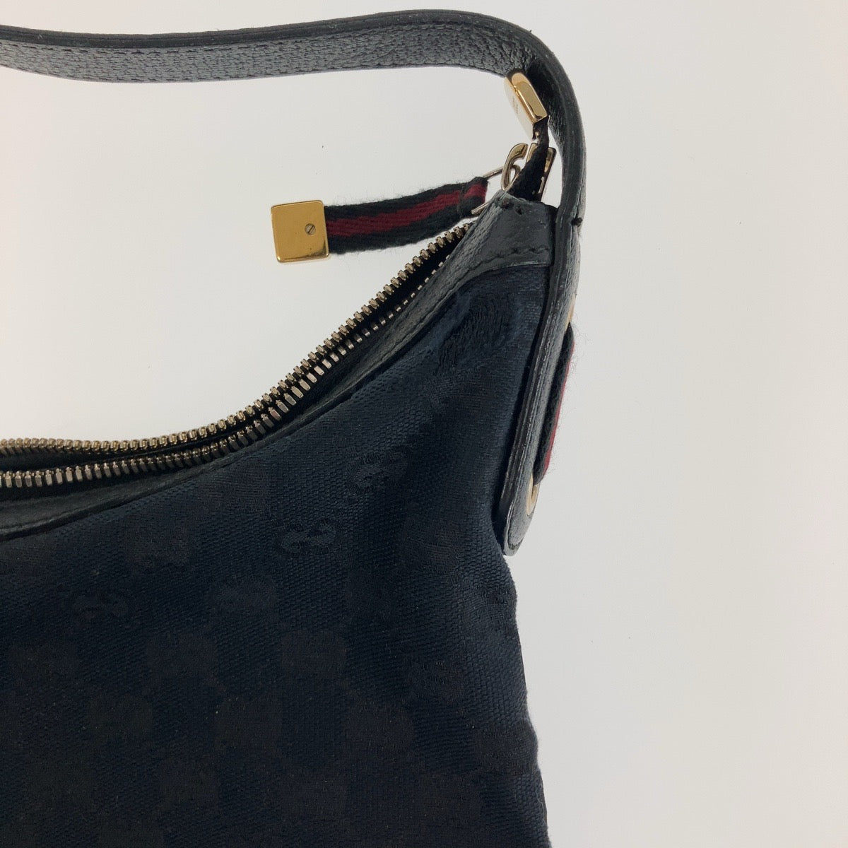 GUCCI Shoulder Bag 162882 GG canvas, leather Black Silver Metal Gold Metal Hobo Shoulder Bag Sherry Line Princess Women Used