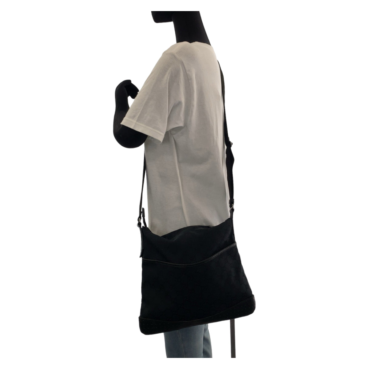 GUCCI Shoulder Bag 145857 GG canvas, leather Black SilverMetal Shoulder Bag Pochette Unisex Women Used
