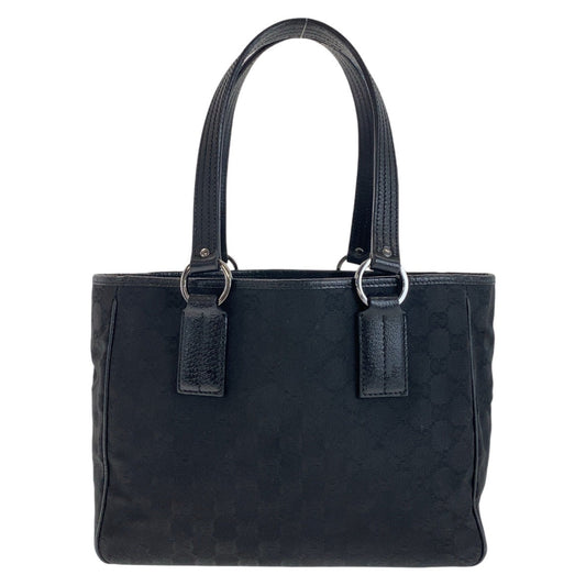 GUCCI Tote Bag 113019 GG canvas, leather Black SilverMetal Tote Bag handbag Women Used