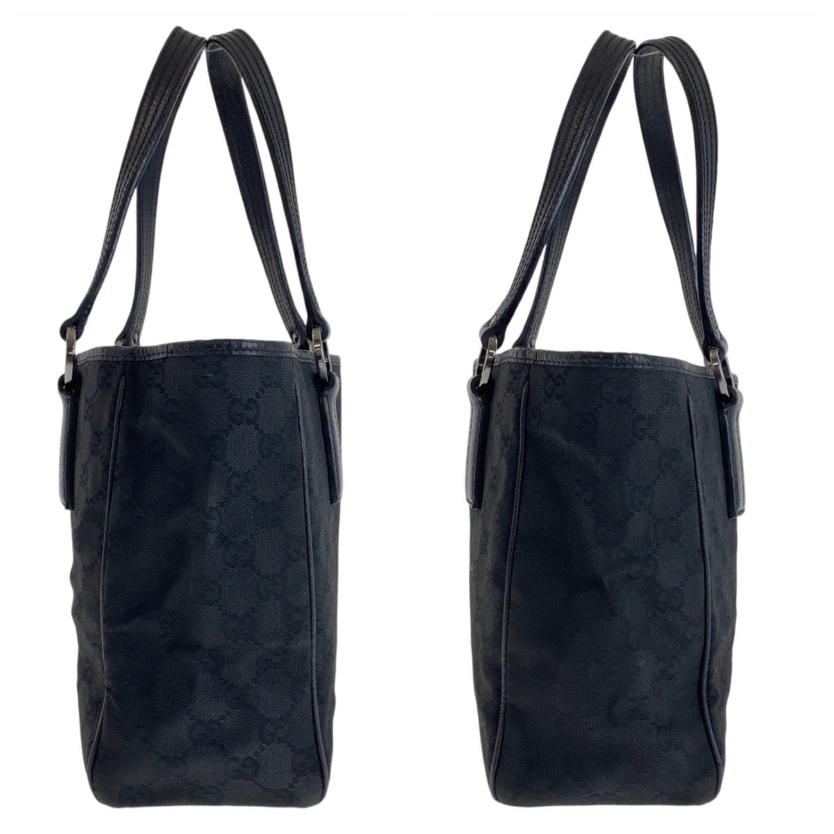 GUCCI Tote Bag 113019 GG canvas, leather Black SilverMetal Tote Bag handbag Women Used