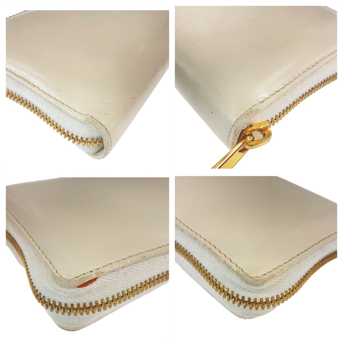 GUCCI Long Wallet Purse 621889 leather Off White Gold Metal Long Wallet Purse Round Zip Horsebit Women Used