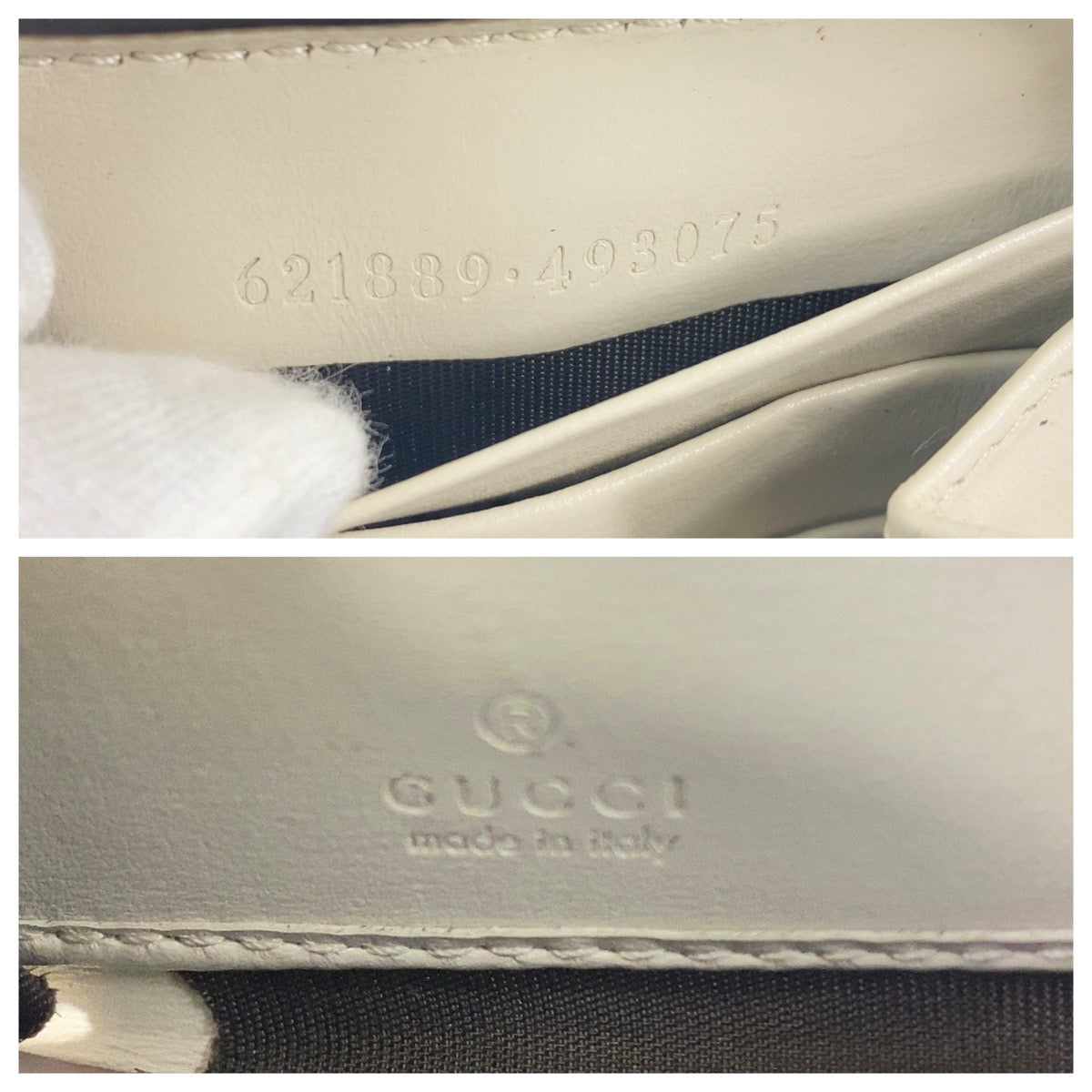 GUCCI Long Wallet Purse 621889 leather Off White Gold Metal Long Wallet Purse Round Zip Horsebit Women Used