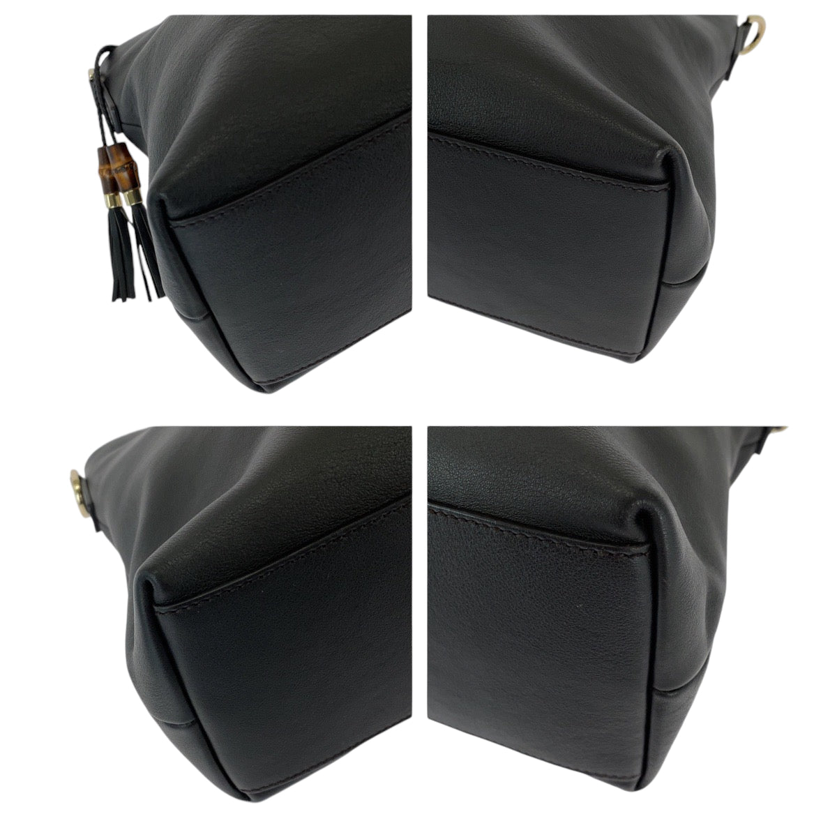 GUCCI Shoulder Bag 365346 leather Black SilverMetal Shoulder Bag Handbag 2way Bamboo Tassel Women Used