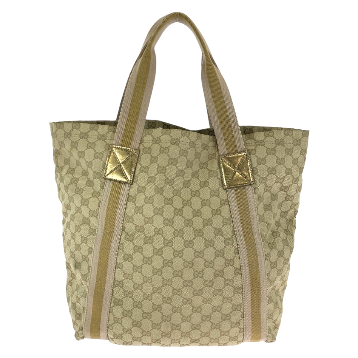 GUCCI Tote Bag 189669 GG canvas Beige gold Tote Bag Shoulder Bag Sherry line Women Used