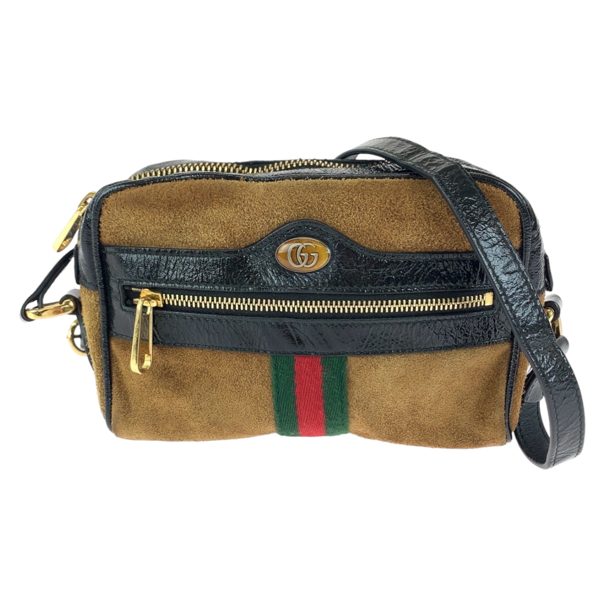 GUCCI Shoulder Bag 573321 Suede, Leather Brown Red Green GoldMetal Shoulder Bag pochette Ofidia Women Used