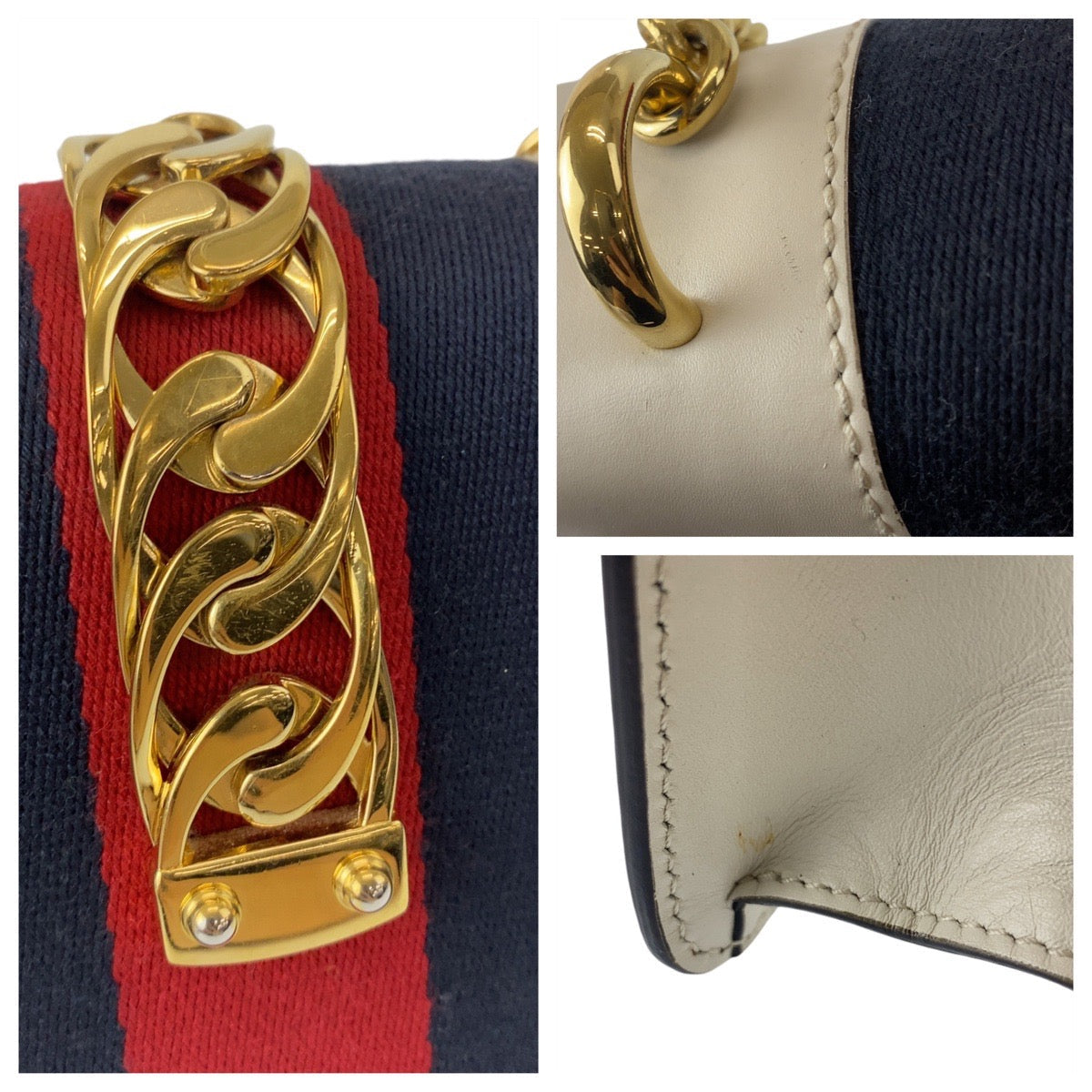 GUCCI Shoulder Bag 431666 leather white Crossbody Shoulder Bag Pochette Sherry line Sylvimini Women Used