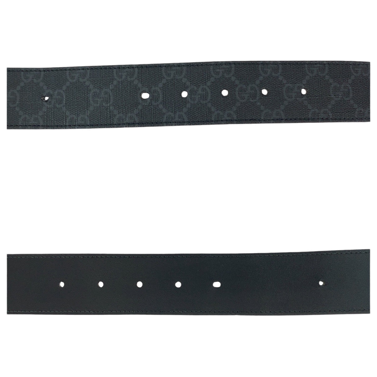 GUCCI belt 490199 GG Supreme Canvas Black SilverMetal Belt buckle Interlocking mens 42 Used