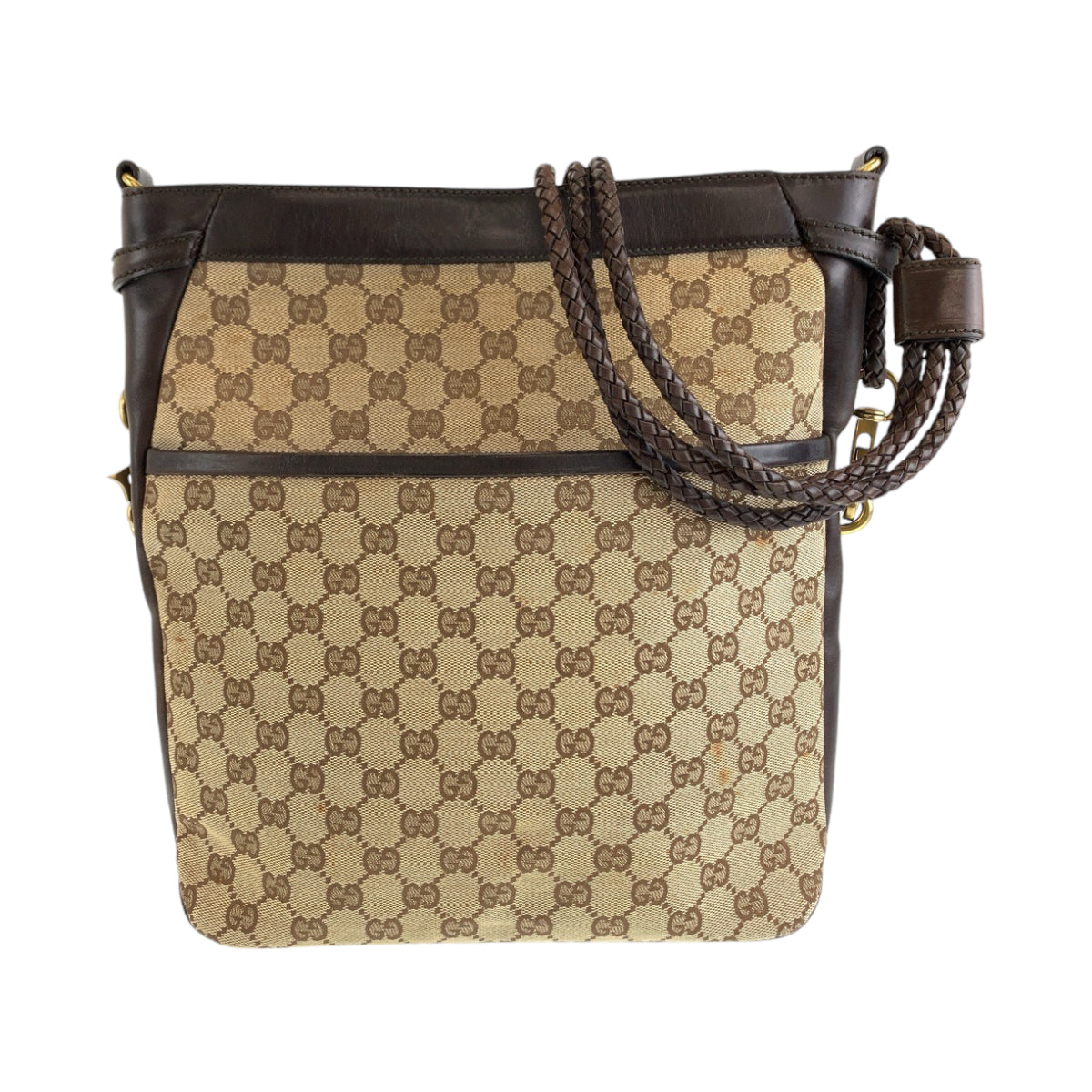 GUCCI Shoulder Bag 109097 GG canvas Brown Gold Metal Crossbody Shoulder Bag Messenger Bag Women Used
