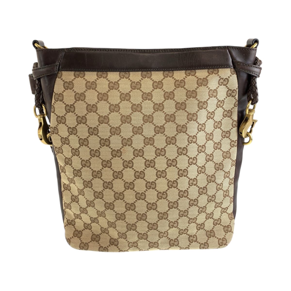 GUCCI Shoulder Bag 109097 GG canvas Brown Gold Metal Crossbody Shoulder Bag Messenger Bag Women Used