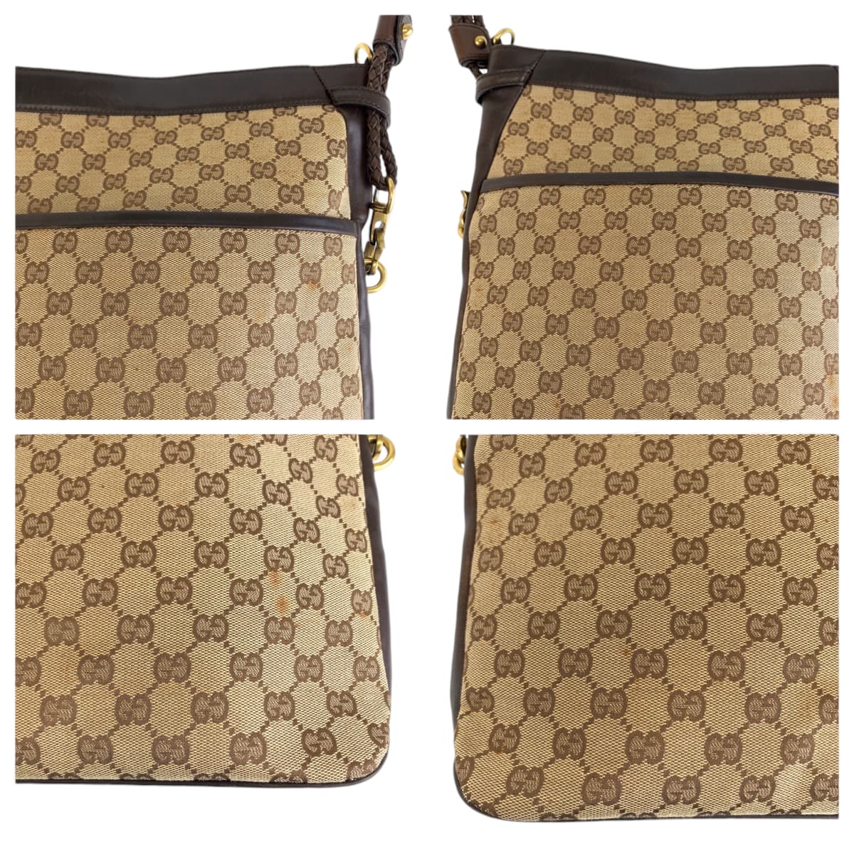 GUCCI Shoulder Bag 109097 GG canvas Brown Gold Metal Crossbody Shoulder Bag Messenger Bag Women Used