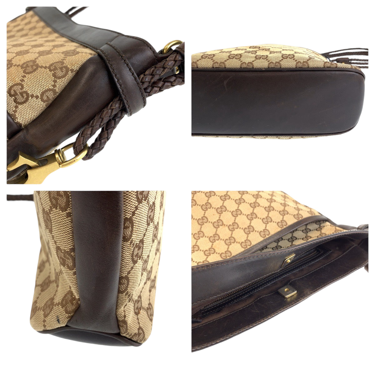 GUCCI Shoulder Bag 109097 GG canvas Brown Gold Metal Crossbody Shoulder Bag Messenger Bag Women Used