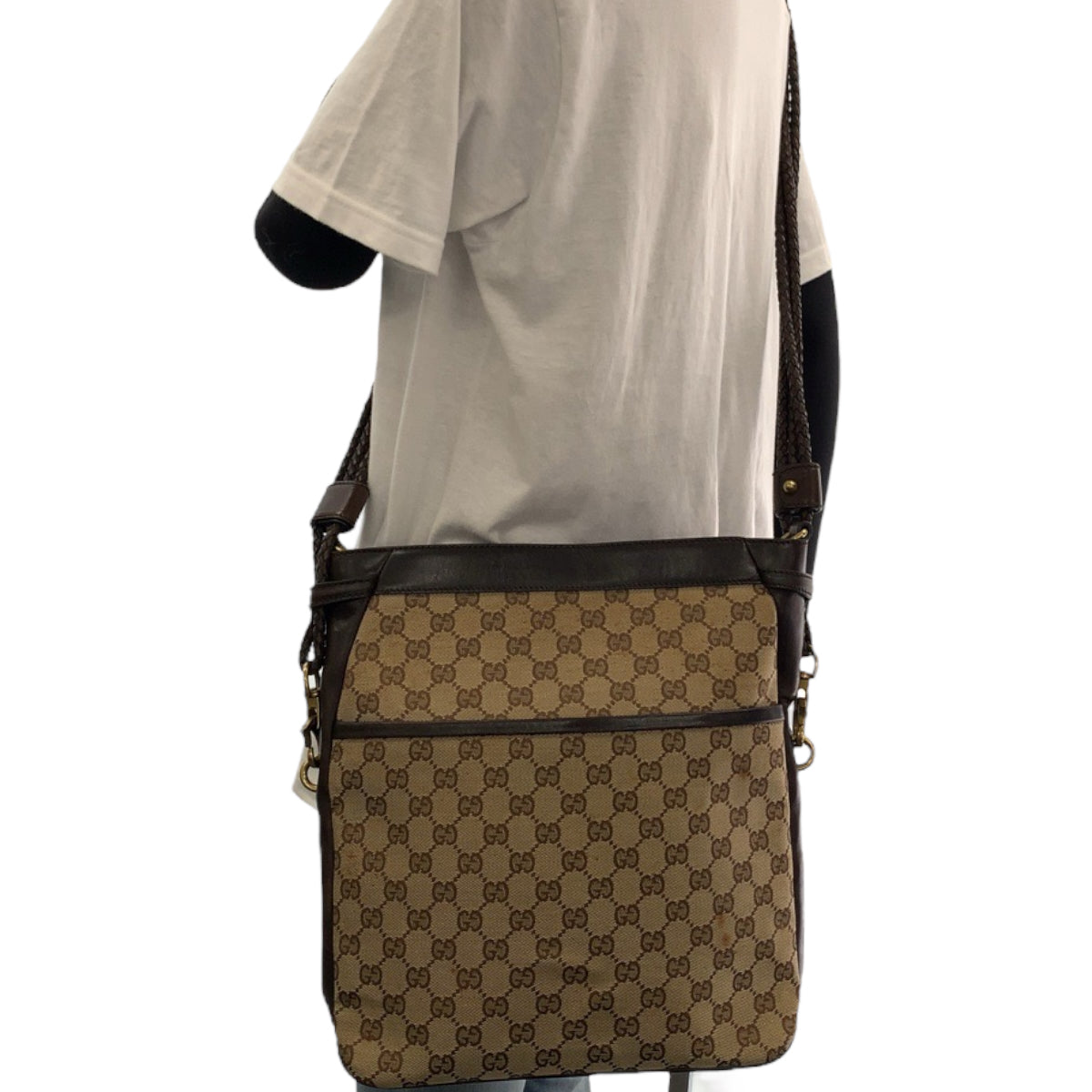 GUCCI Shoulder Bag 109097 GG canvas Brown Gold Metal Crossbody Shoulder Bag Messenger Bag Women Used