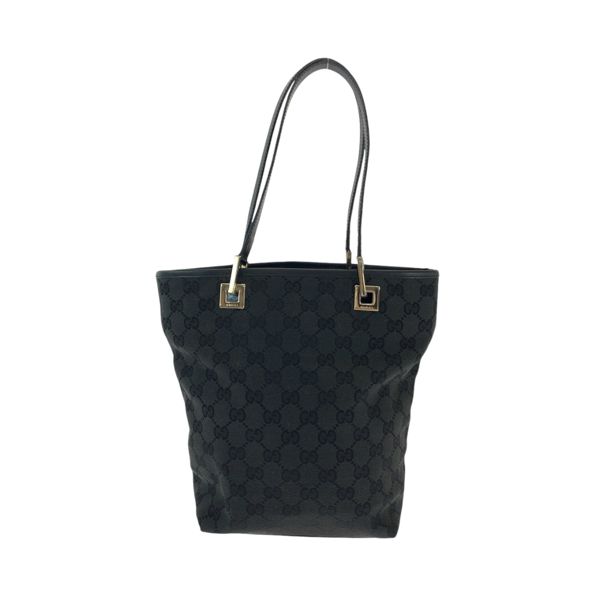 GUCCI Tote Bag 002 1099 GG canvas Black Gold Metal Tote Bag Shoulder Bag Women Used