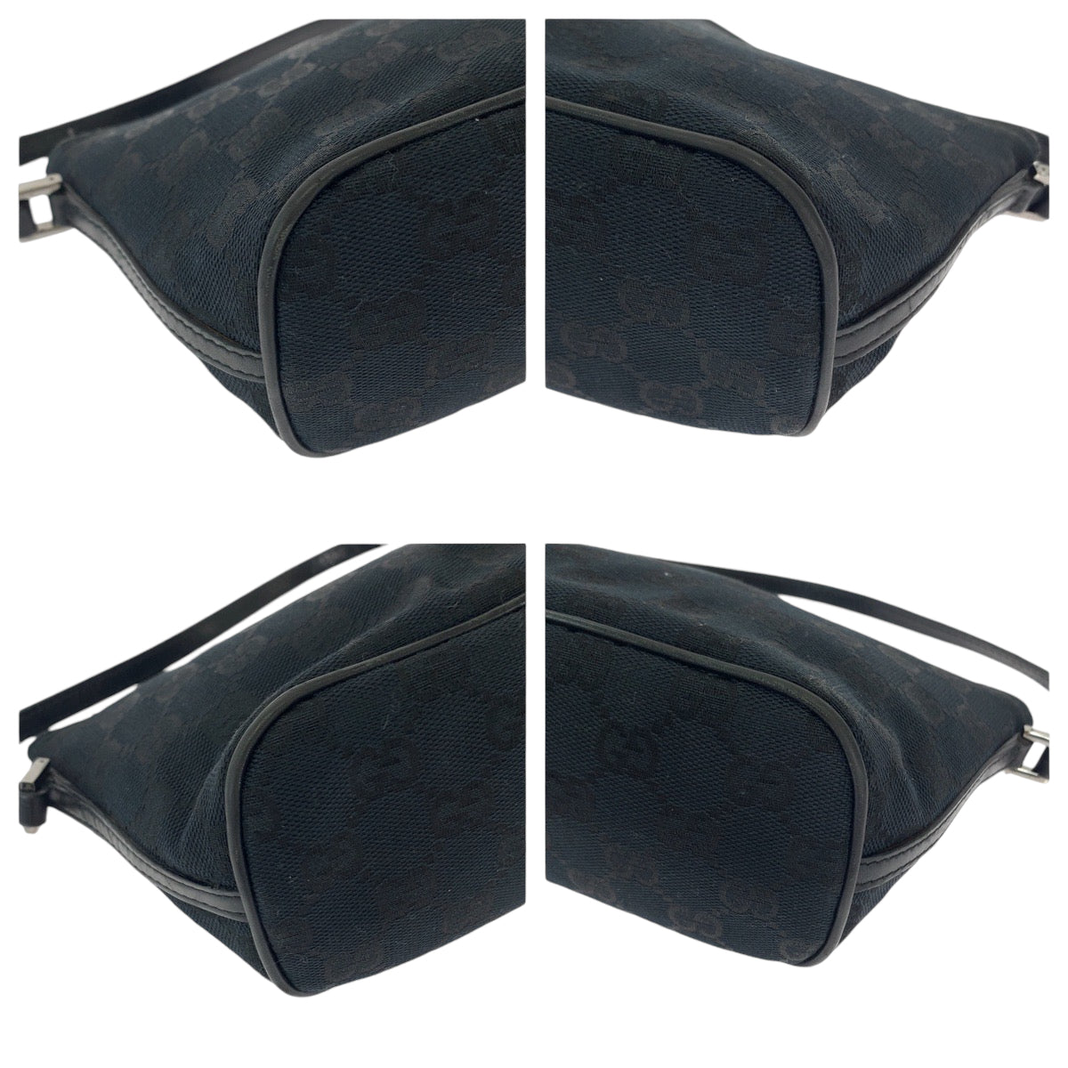 GUCCI Handbag 039 1103 GG canvas Black SilverMetal Handbag accessory pouch Women Used