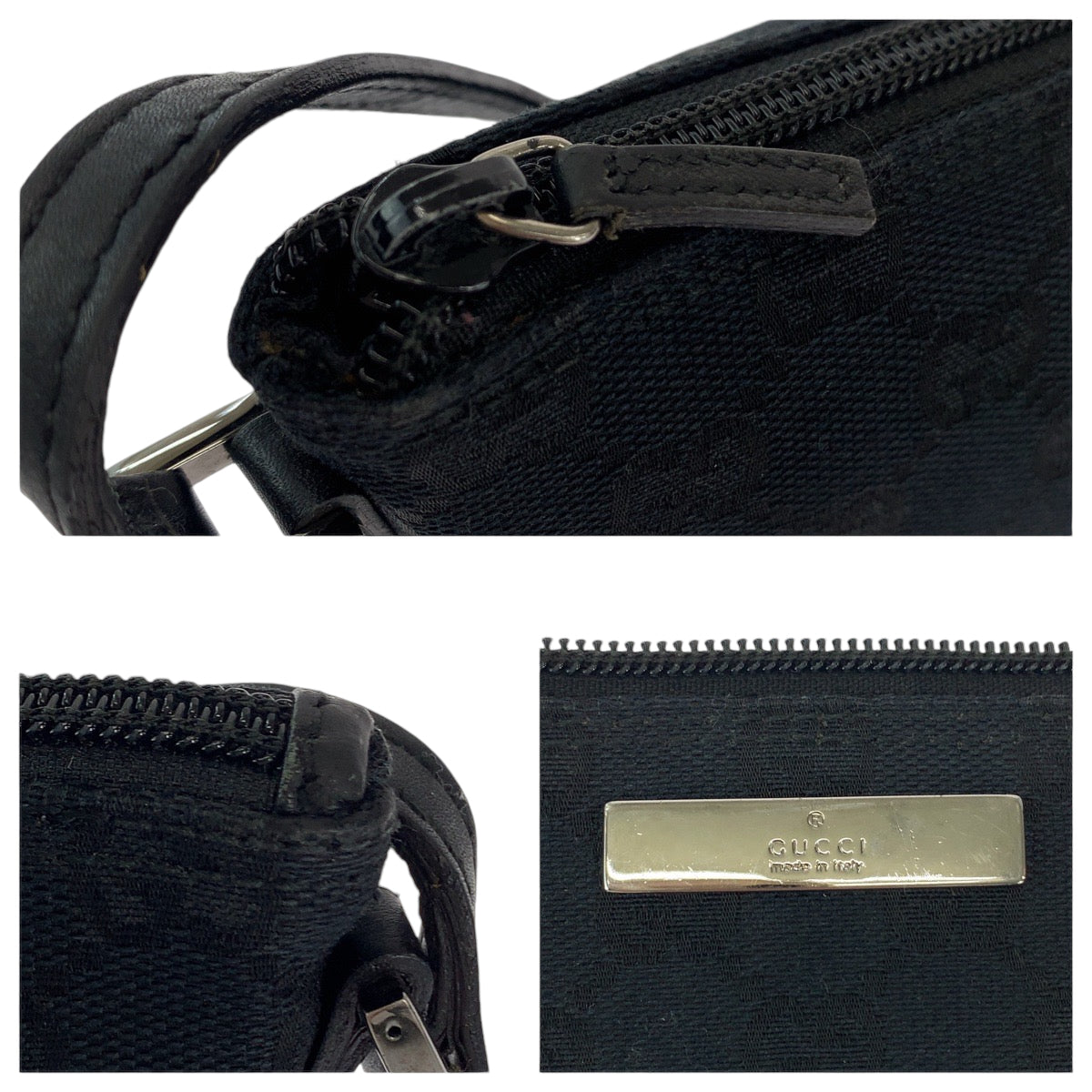 GUCCI Handbag 039 1103 GG canvas Black SilverMetal Handbag accessory pouch Women Used