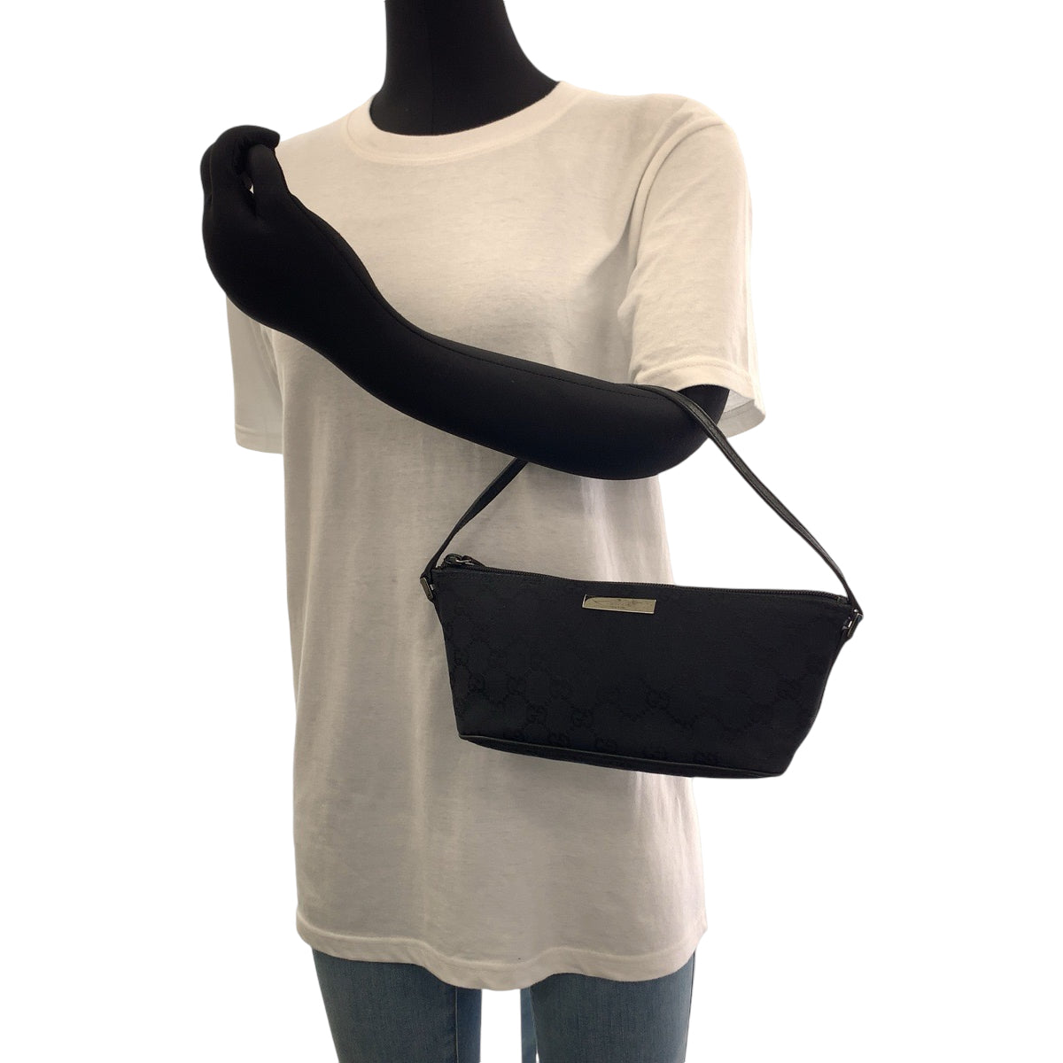 GUCCI Handbag 039 1103 GG canvas Black SilverMetal Handbag accessory pouch Women Used