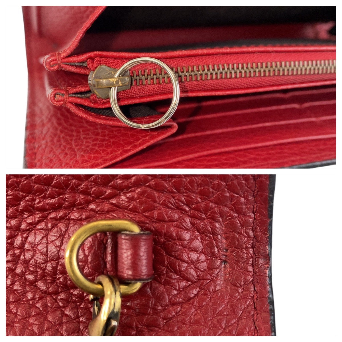 GUCCI Shoulder Bag 401232 leather Red Gold Metal Crossbody Shoulder Bag Chain Wallet GG Marmont Women Used