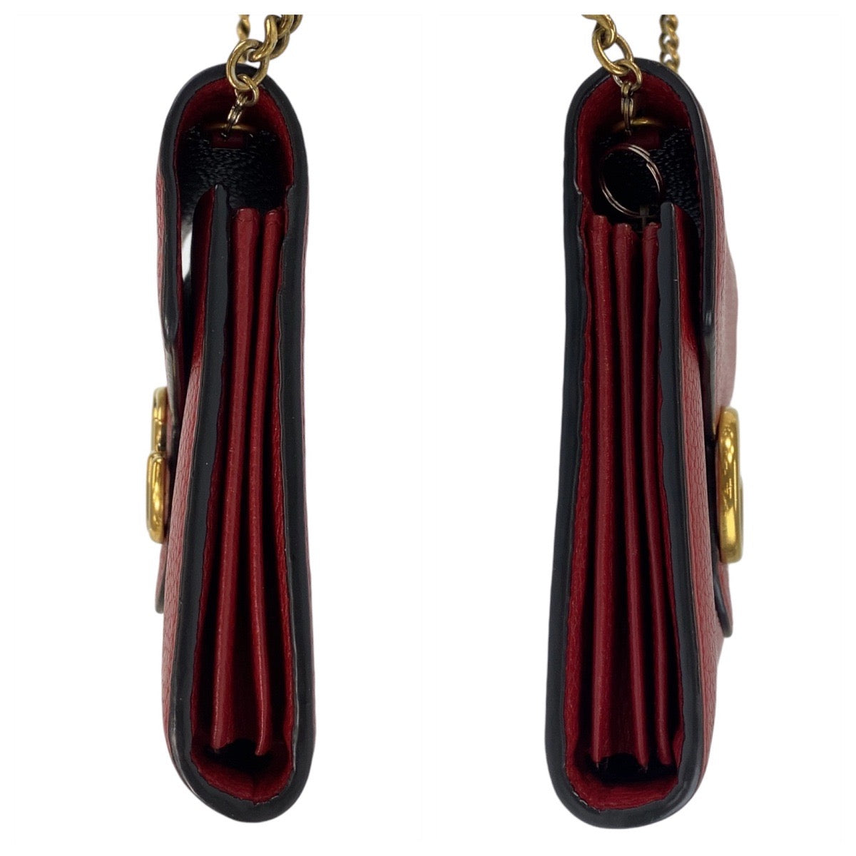 GUCCI Shoulder Bag 401232 leather Red Gold Metal Crossbody Shoulder Bag Chain Wallet GG Marmont Women Used