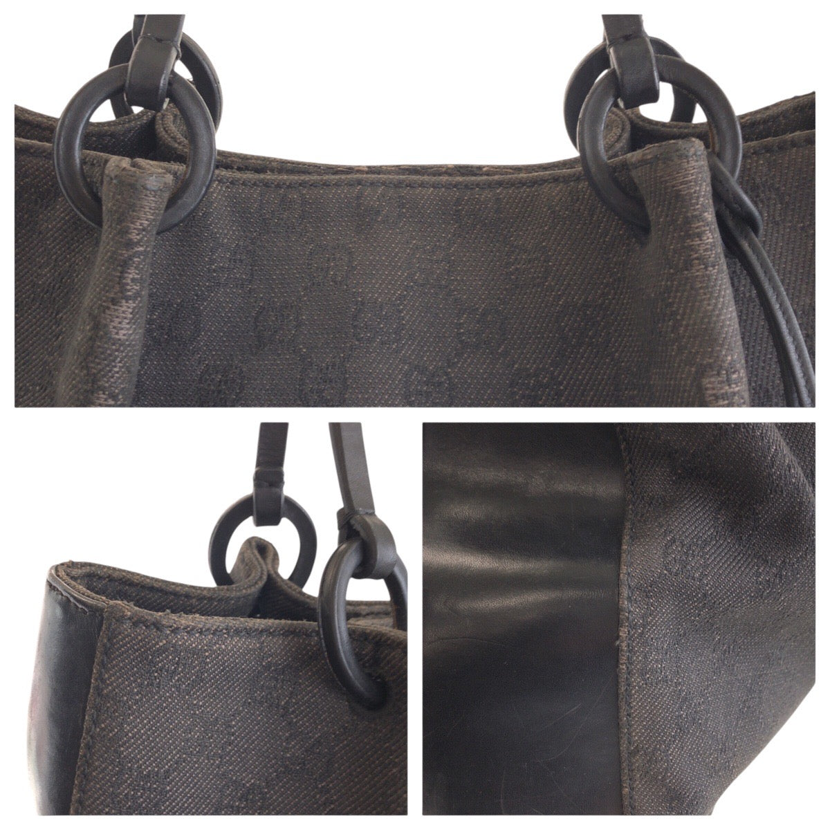 GUCCI Tote Bag 101920 GG canvas, leather Black black Tote Bag Shoulder Bag Women Used