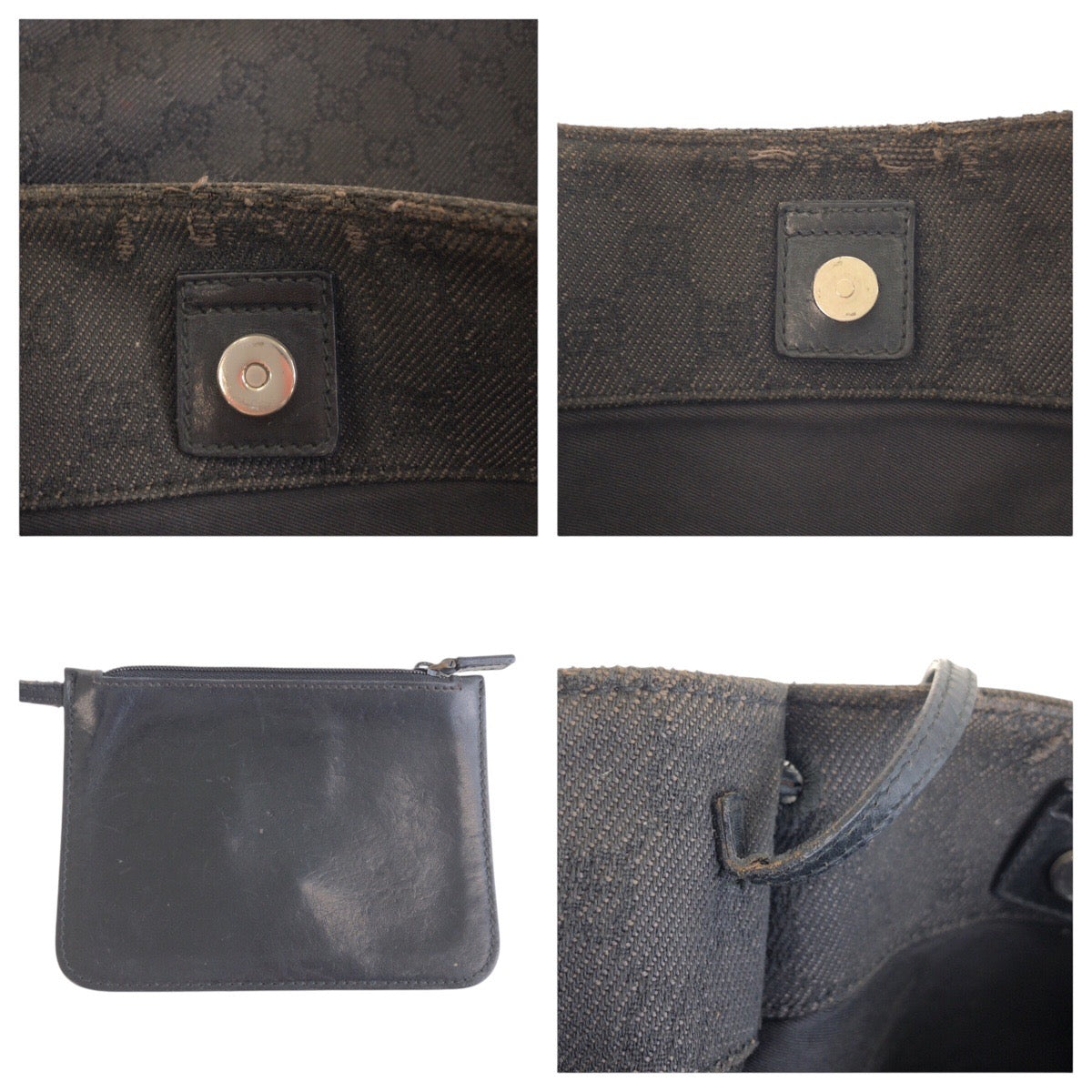 GUCCI Tote Bag 101920 GG canvas, leather Black black Tote Bag Shoulder Bag Women Used