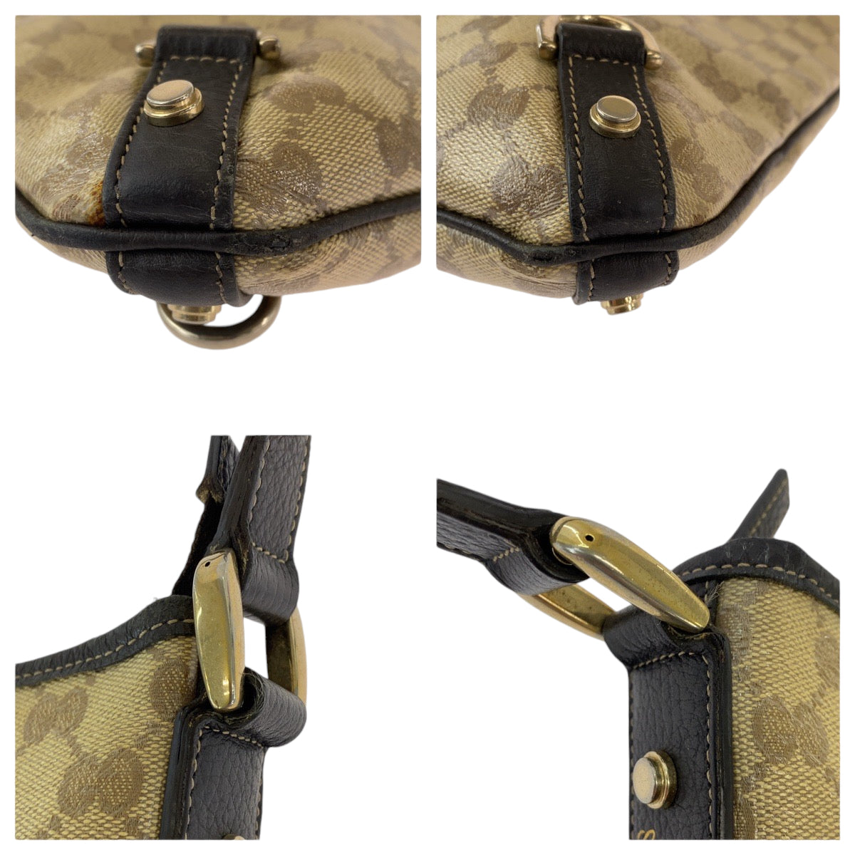 GUCCI Shoulder Bag 268642 GG Supreme Canvas Beige Brown Gold Metal Shoulder Bag Crossbody Messenger Bag GG crystal Women Used