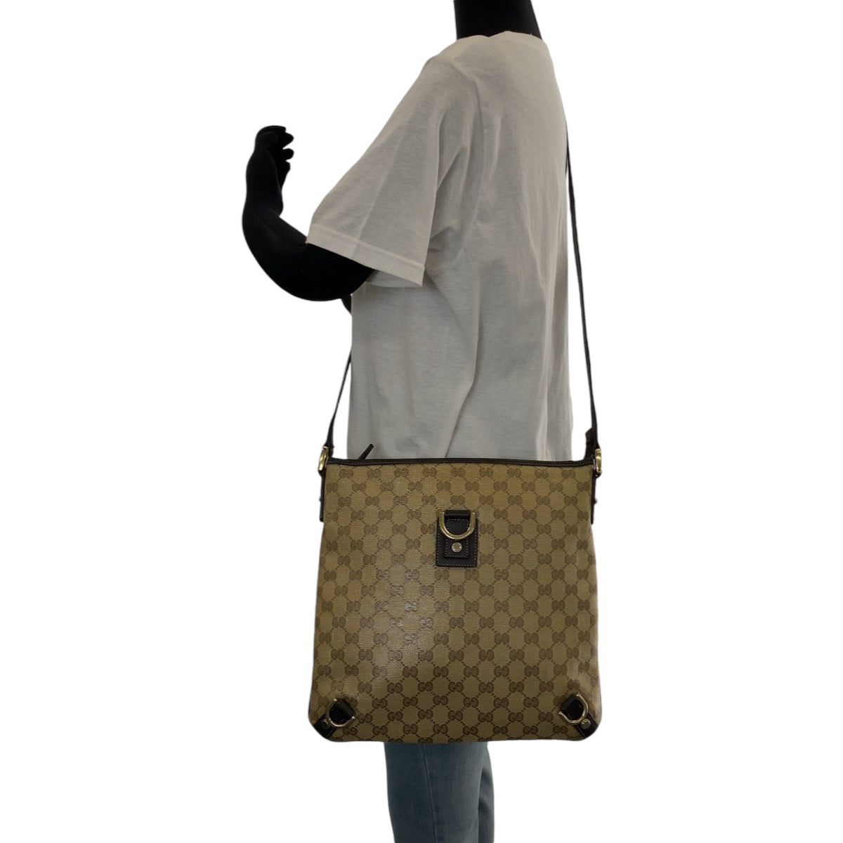 GUCCI Shoulder Bag 268642 GG Supreme Canvas Beige Brown Gold Metal Shoulder Bag Crossbody Messenger Bag GG crystal Women Used
