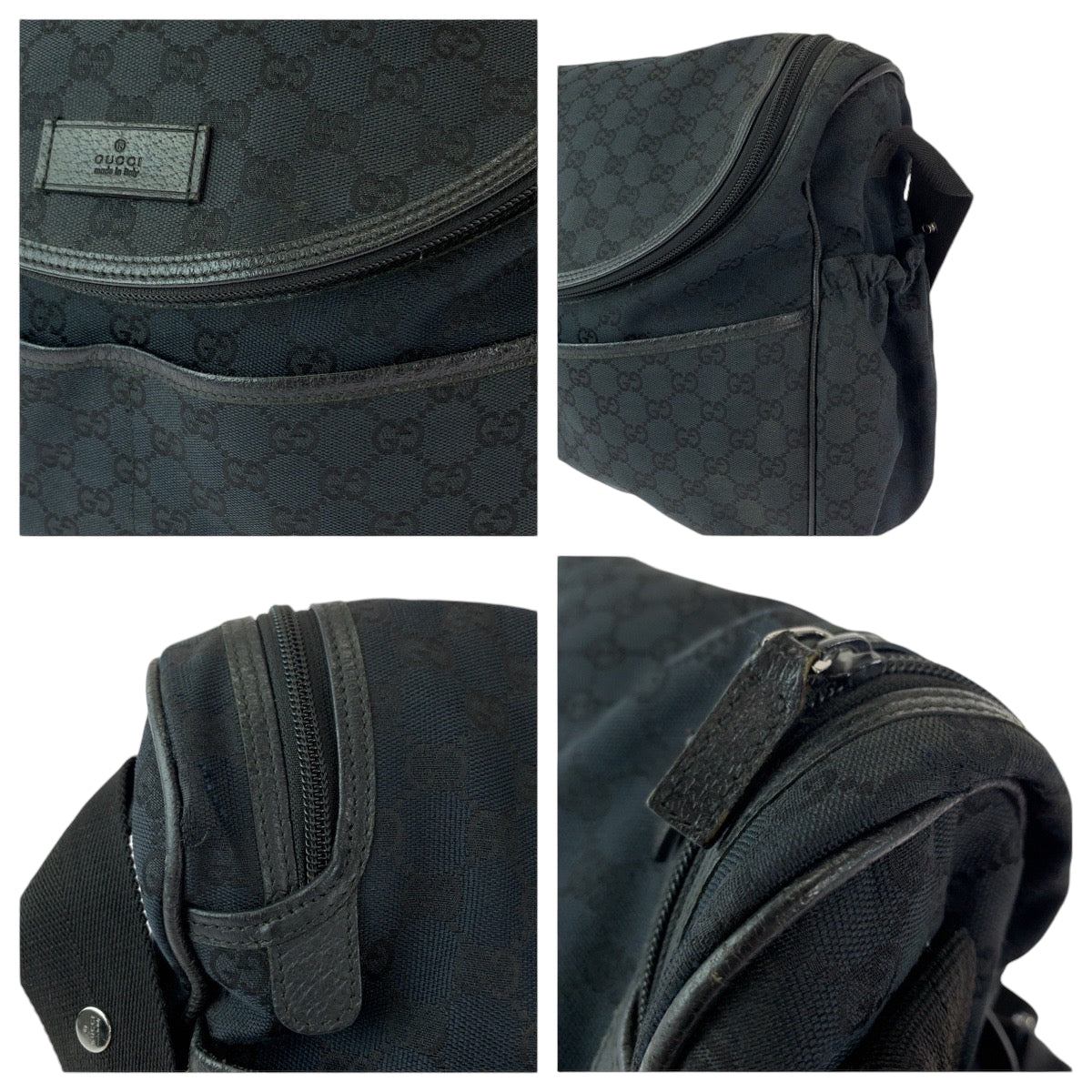 GUCCI Shoulder Bag 123326 GG canvas Black SilverMetal Shoulder Bag Messenger Bag Mother's Bag Women Used