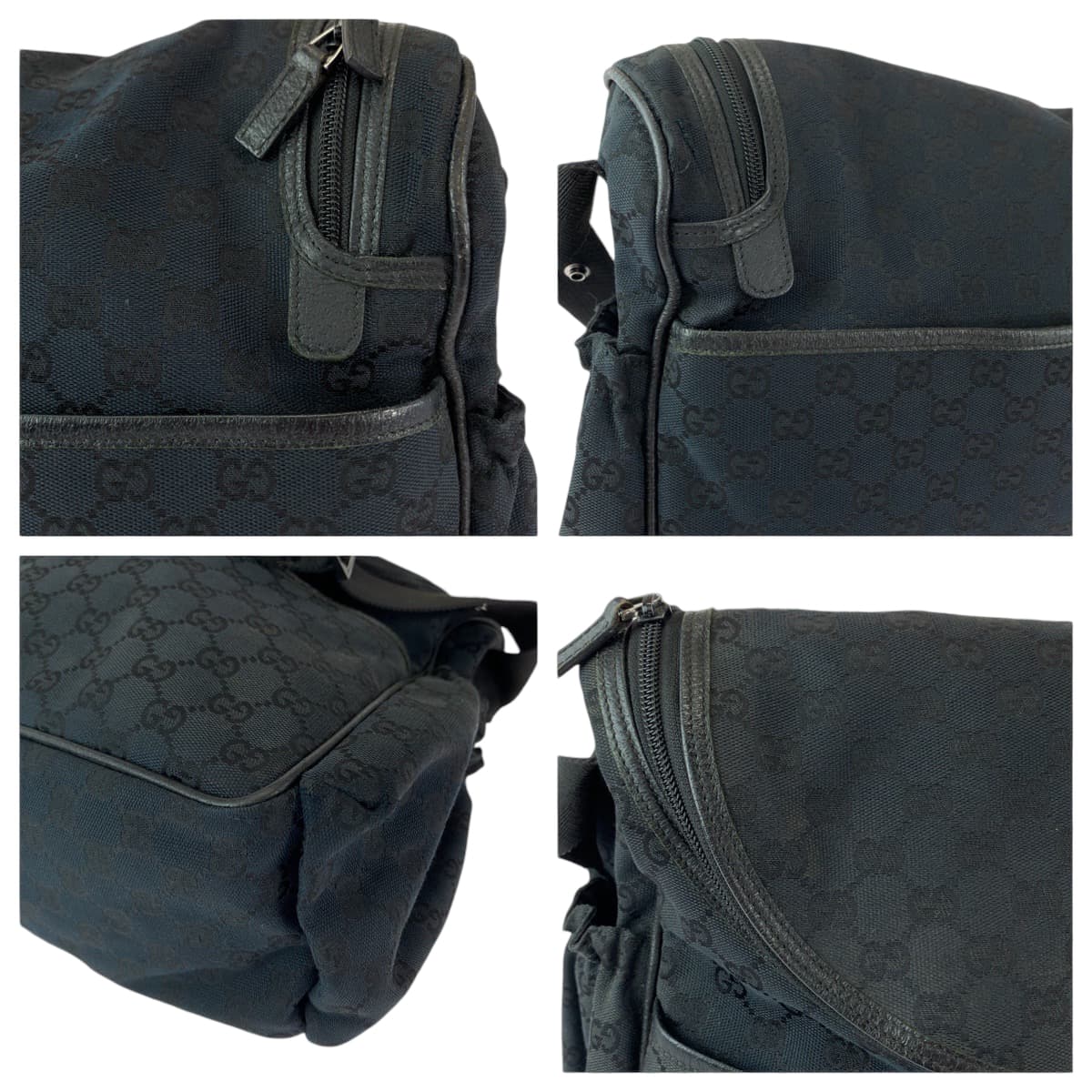 GUCCI Shoulder Bag 123326 GG canvas Black SilverMetal Shoulder Bag Messenger Bag Mother's Bag Women Used
