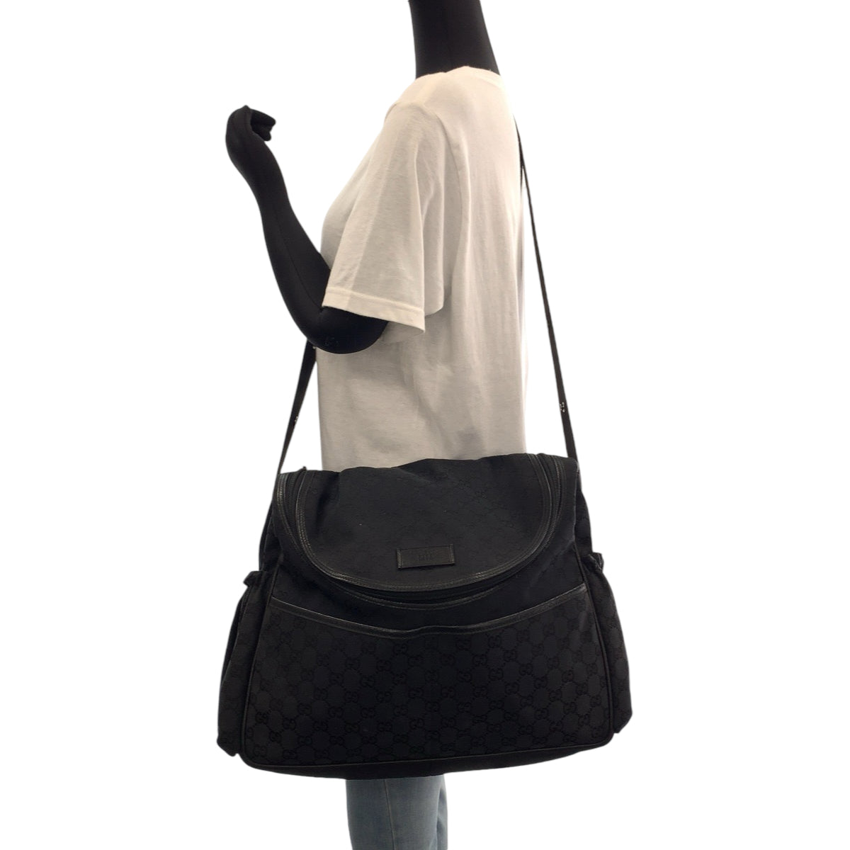 GUCCI Shoulder Bag 123326 GG canvas Black SilverMetal Shoulder Bag Messenger Bag Mother's Bag Women Used