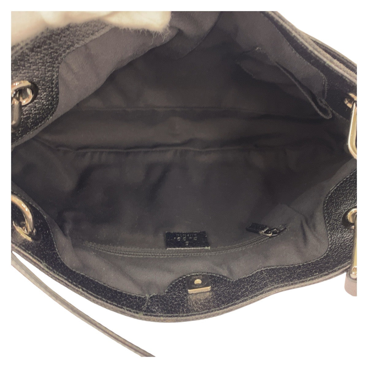 GUCCI Tote Bag 121023 GG canvas, leather Black SilverMetal Tote Bag Shoulder Bag Women Used