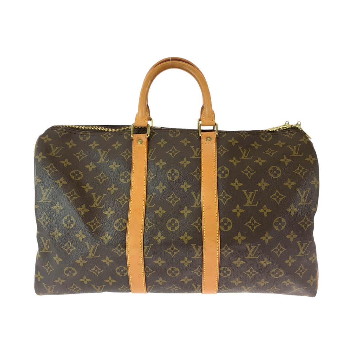 LOUIS VUITTON Boston Duffel bag PVC Brown Gold Metal Boston Duffel bag Handbag Monogram Keepall 50 Women Used
