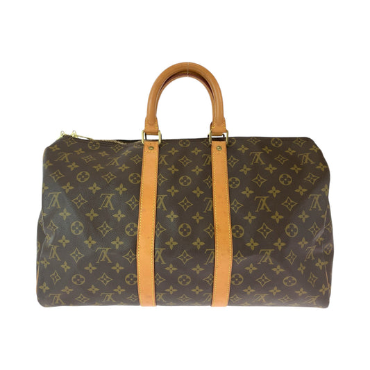 LOUIS VUITTON Boston Duffel bag PVC Brown Gold Metal Boston Duffel bag Handbag Monogram Keepall 50 Women Used