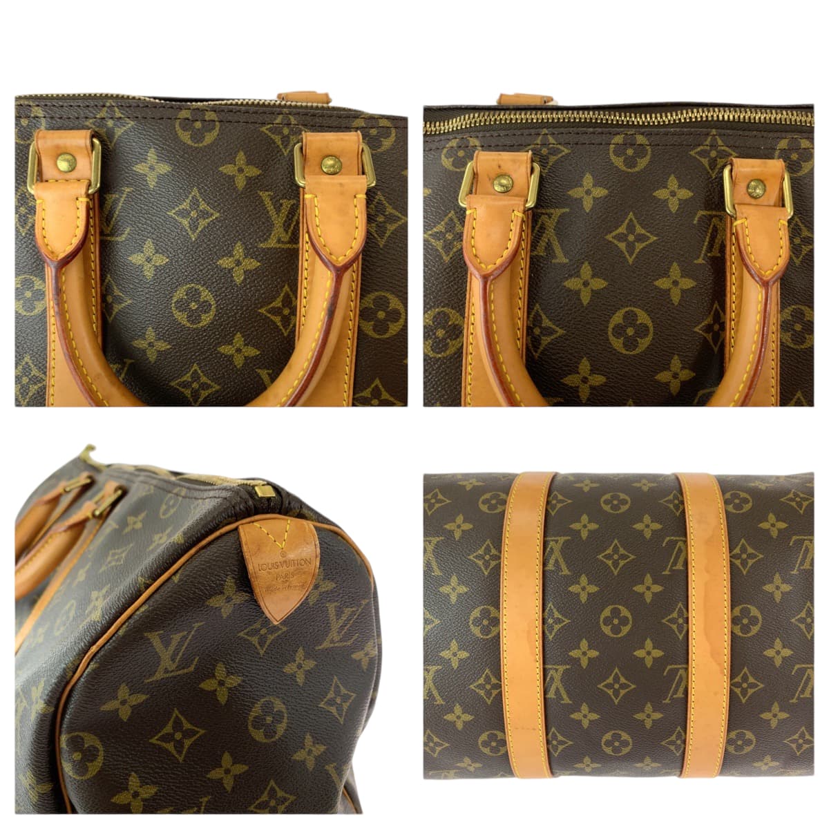 LOUIS VUITTON Boston Duffel bag PVC Brown Gold Metal Boston Duffel bag Handbag Monogram Keepall 50 Women Used
