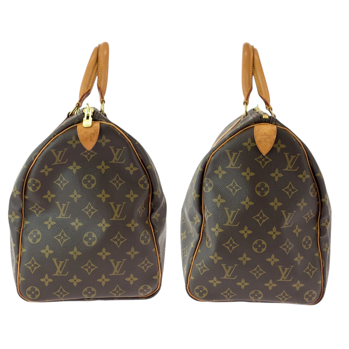 LOUIS VUITTON Boston Duffel bag PVC Brown Gold Metal Boston Duffel bag Handbag Monogram Keepall 50 Women Used