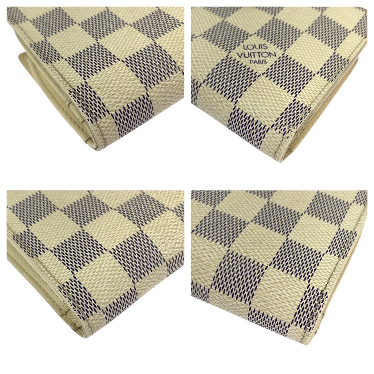 LOUIS VUITTON Bifold Wallet N61676 PVC White Gray Gold Metal Folding wallet Compact wallet Damier Azur Portefeuille Viennoiserie Women Used
