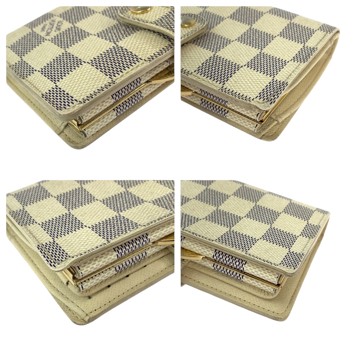 LOUIS VUITTON Bifold Wallet N61676 PVC White Gray Gold Metal Folding wallet Compact wallet Damier Azur Portefeuille Viennoiserie Women Used