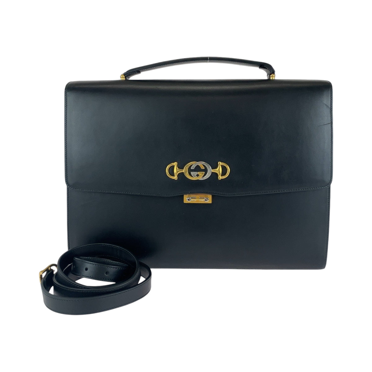 GUCCI Business bag 581531 Calfskin Black GoldMetal Business bag briefcase Zumi mens Used