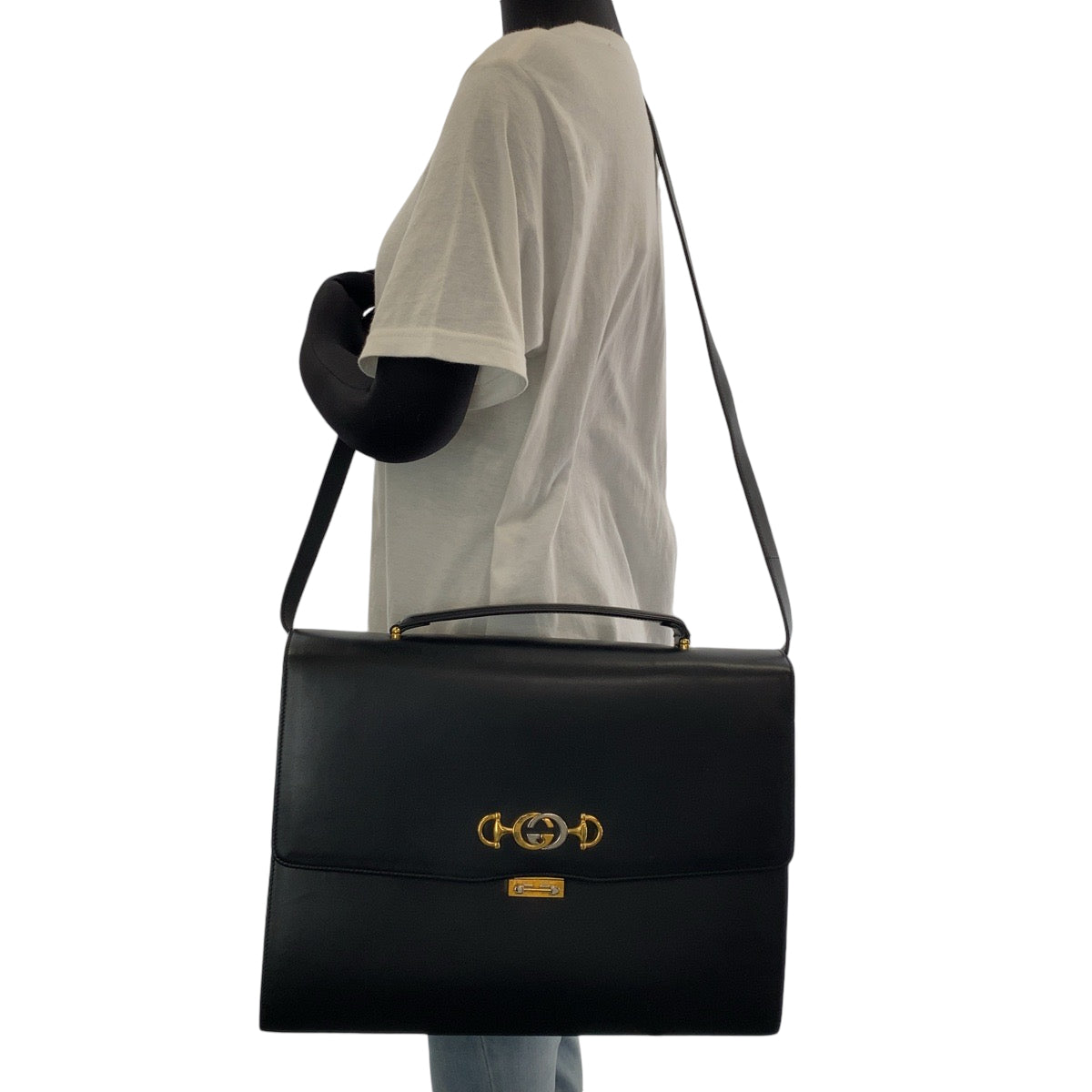GUCCI Business bag 581531 Calfskin Black GoldMetal Business bag briefcase Zumi mens Used