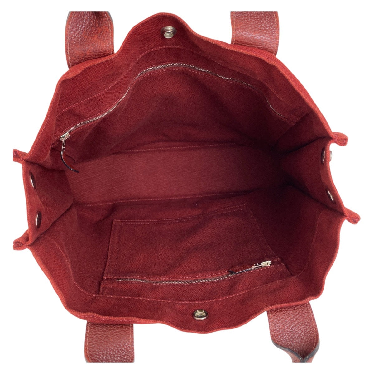 HERMES Tote Bag Canvas, Leather Wine Red Bordeaux SilverMetal Tote Bag Handbag A4 compatible Sac Arne MM Women Used